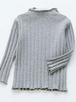 Grey Ribbed Long Sleeve Girls Top - 18 Months to 6 Years - Stylemykid.com