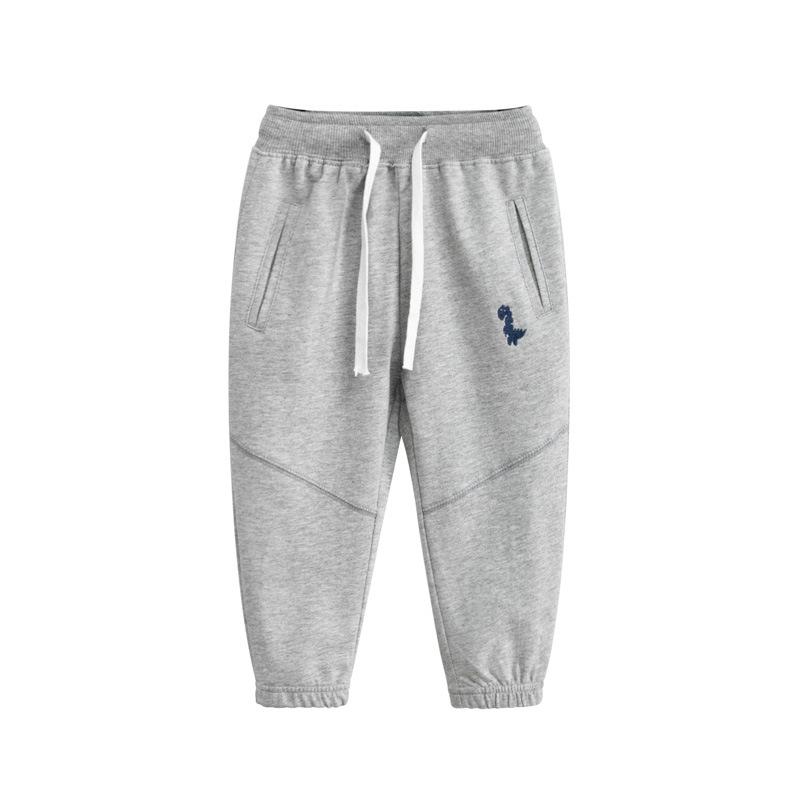 Dino Joggers - Soft Grey Tracksuit Bottoms with Stitched Dinosaur Motif 3 to 4 Years - Stylemykid.com