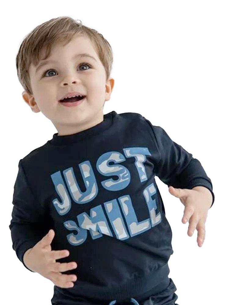 Artie - Just Smile Camo Navy French Terry Sweatshirt - Stylemykid.com