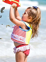 Konfidence Kids - Girls Buoyancy Swim Vest Jacket - Red Stripe Martha - 18 months to 3 years - Stylemykid.com