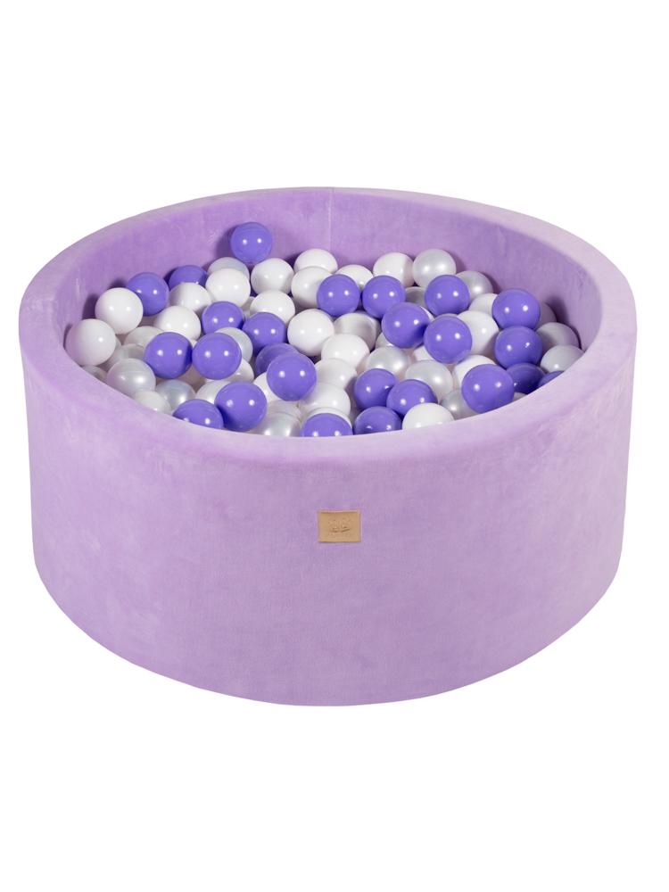 MeowBaby - Lavender Velvet - Luxury Round Ball Pit Set with 250 Balls - Kids Ball Pool - 90cm Diameter (UK and Europe Only) - Stylemykid.com