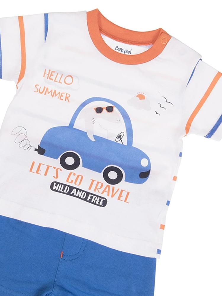 Babybol - Lets Go Travel T-shirt and Blue Shorts Baby 2 Piece Outfit 3 to 9 Months - Stylemykid.com