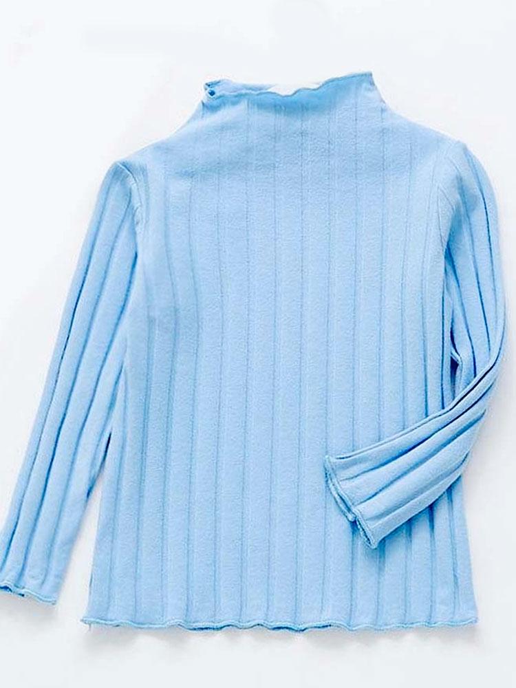 Light Blue Ribbed Long Sleeve Girls Top - 18 Months to 6 Years - Stylemykid.com