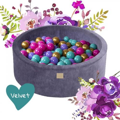 MeowBaby - Flower Velvet - Luxury Round Ball Pit Set with 250 Balls - Kids Ball Pool - 90cm Diameter (UK and Europe Only) - Stylemykid.com