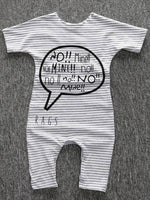 No! Mine!! Black and White Striped Baby Romper Playsuit - Stylemykid.com