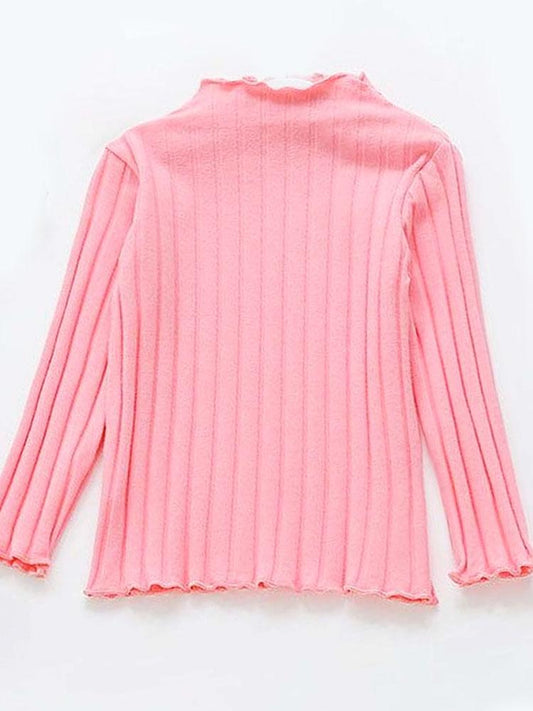 Pink Ribbed Long Sleeve Girls Top - 18 Months to 6 Years - Stylemykid.com
