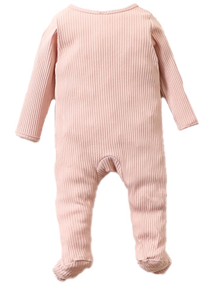 Pale Pink Footed Ribbed Baby Zip Sleepsuit - 0-6 months - Stylemykid.com