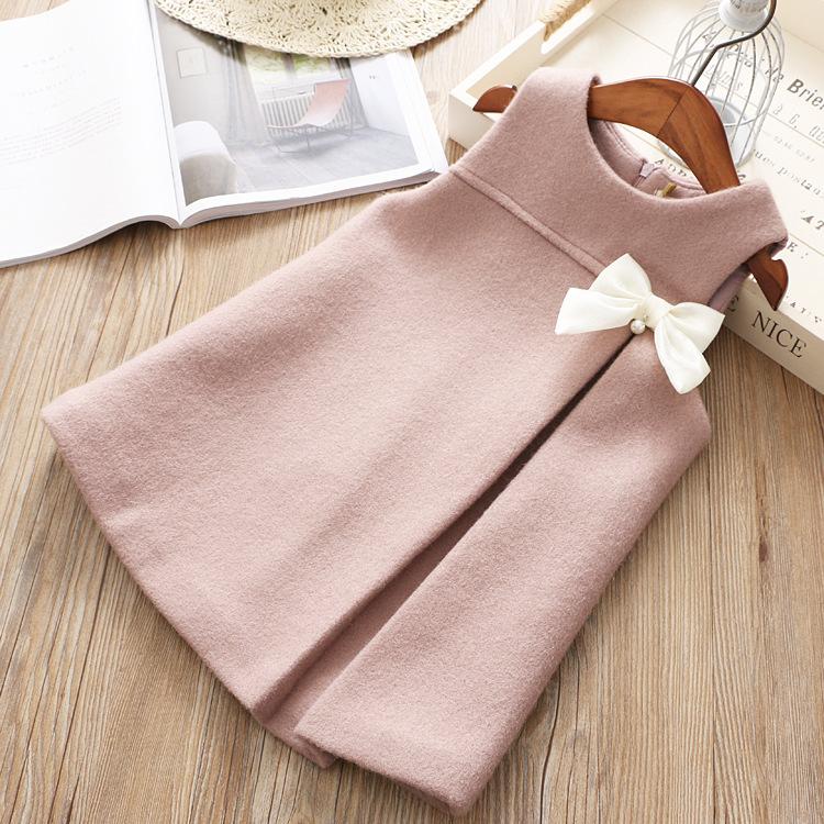 Dusky Pink Bow Girls Pink Dress - Stylemykid.com