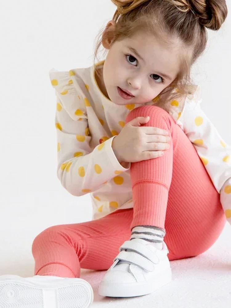 Artie-Bright Pink Ribbed Baby and Girl Leggings