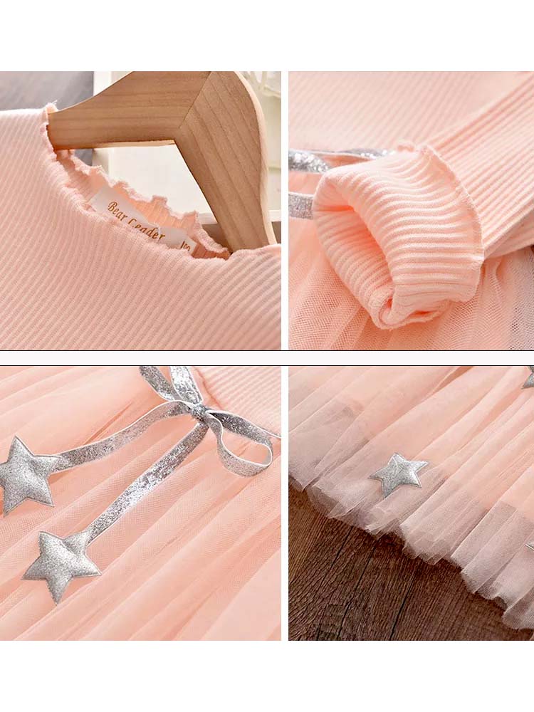 Girls Pink Tutu Party Dress with Silver Stars - 1 to 5 Years - Stylemykid.com
