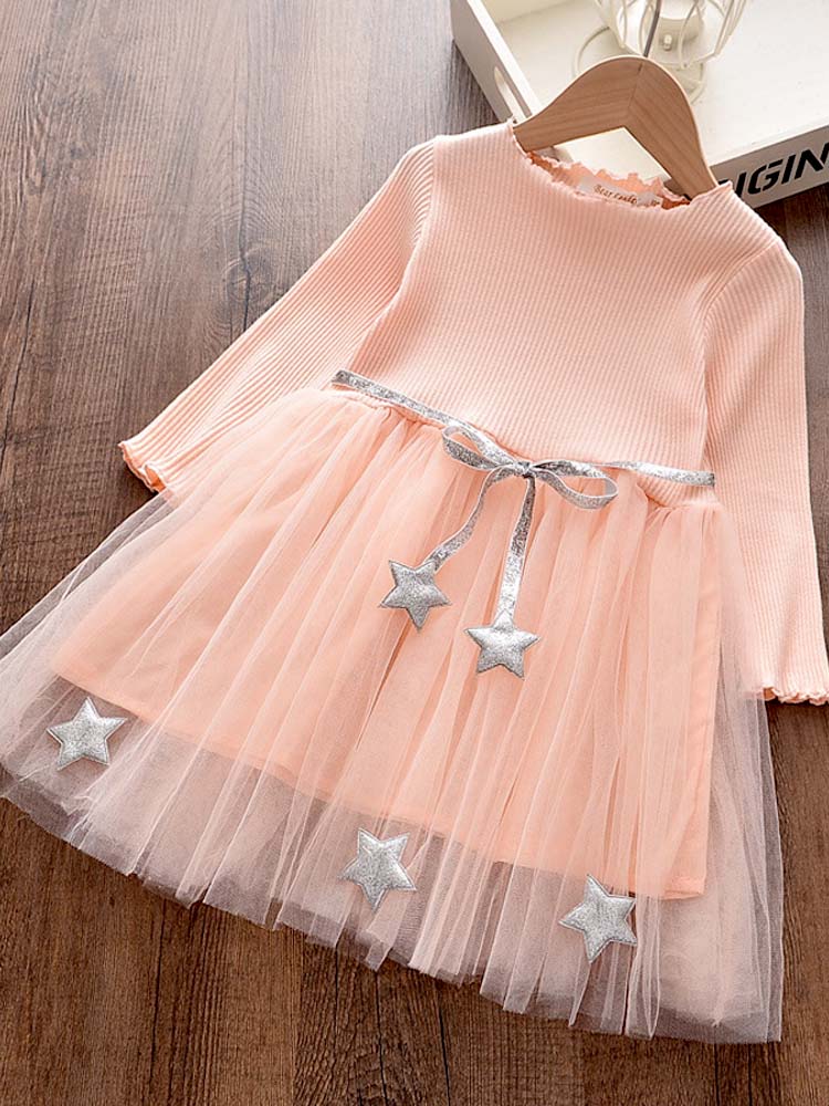 Girls Pink Tutu Party Dress with Silver Stars - 1 to 5 Years - Stylemykid.com