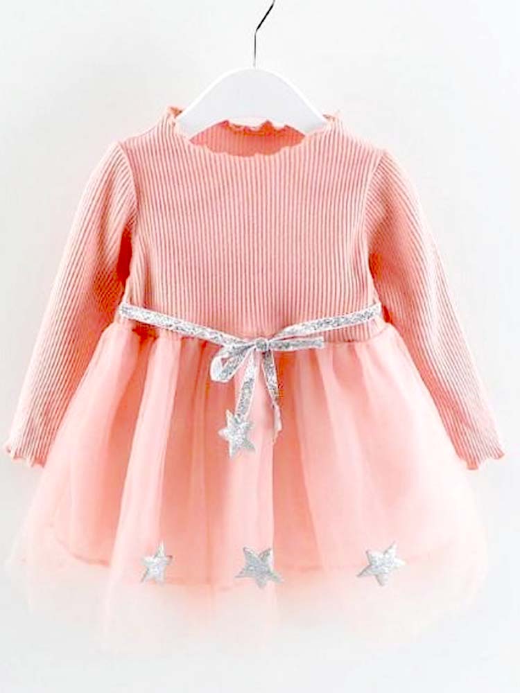 Girls Pink Tutu Party Dress with Silver Stars - 1 to 5 Years - Stylemykid.com
