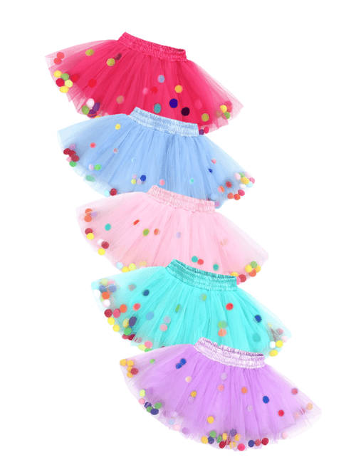 Tulle Pom Pom Tutu Girls Skirt - Stylemykid.com