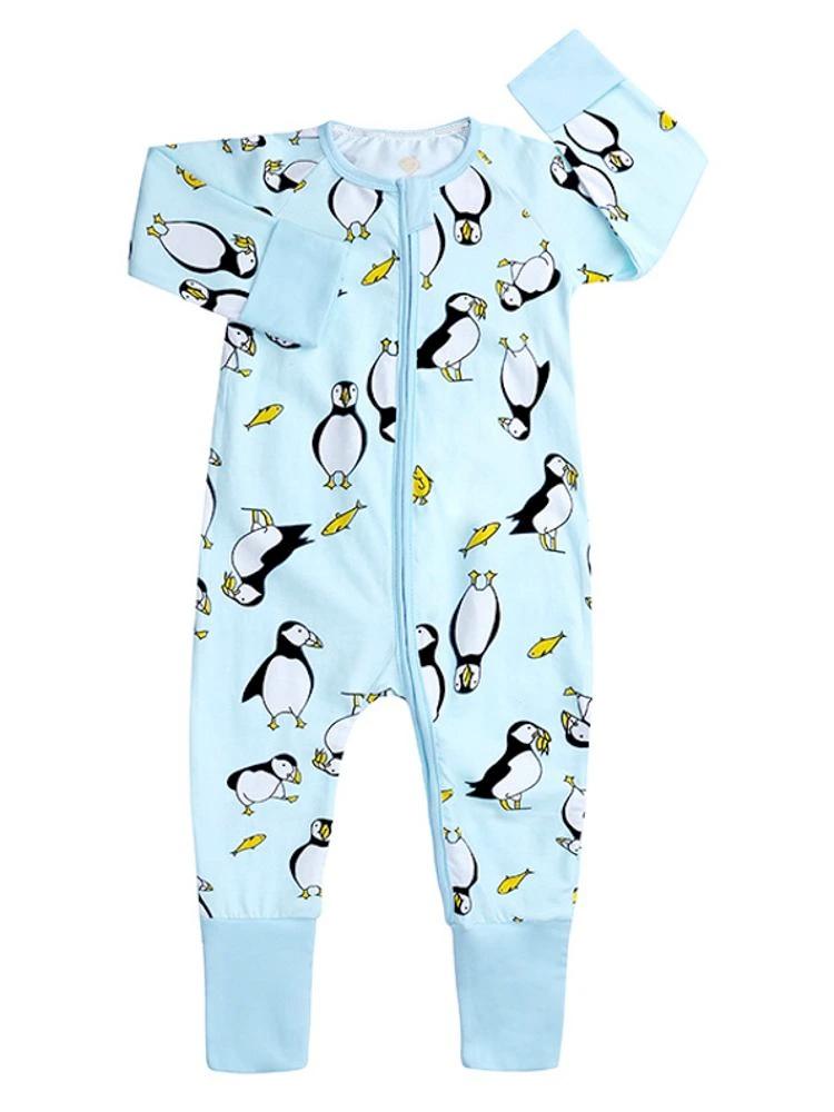 Playful Puffins Baby Zip Sleepsuit with Hand & Feet Cuffs (9-12M ONLY) - Stylemykid.com