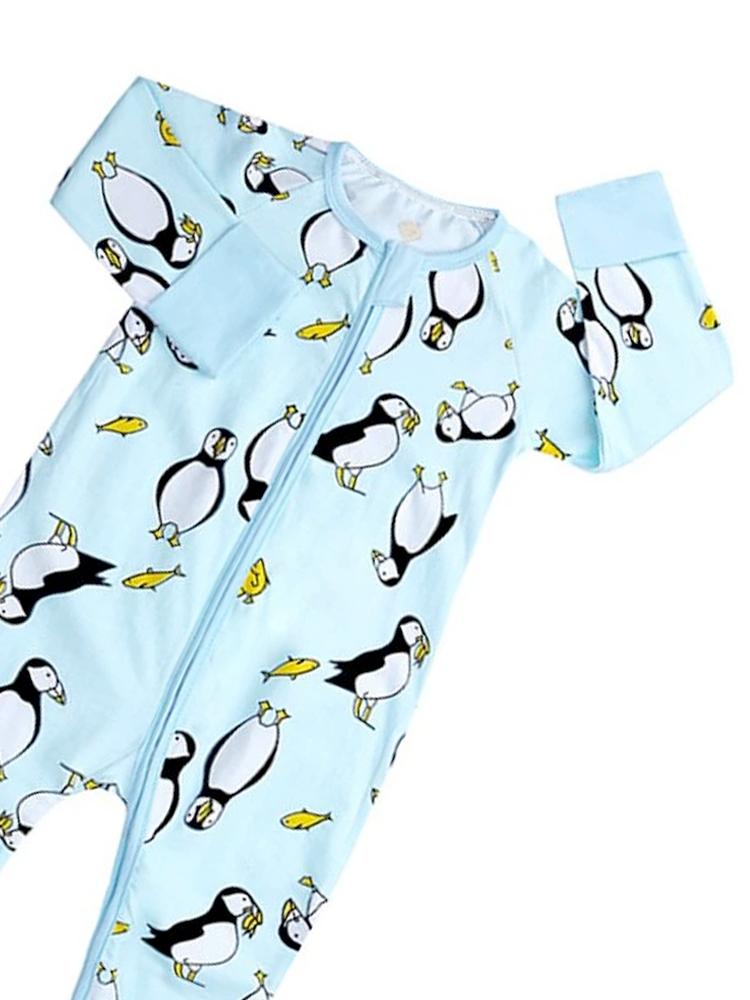 Playful Puffins Baby Zip Sleepsuit with Hand & Feet Cuffs (9-12M ONLY) - Stylemykid.com