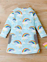 Rainbow Print Girls Dress - Sky Blue - 18 months to 6 Years - Stylemykid.com