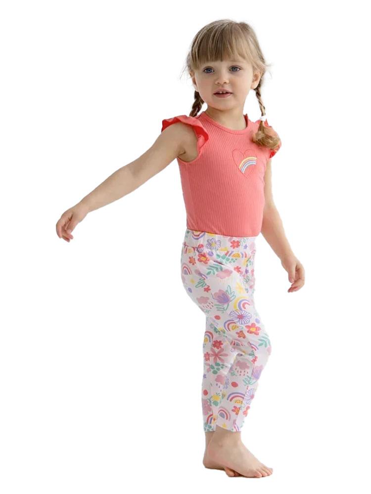 Artie - Flowers & Rainbows Multicoloured Baby and Girl Leggings - Stylemykid.com