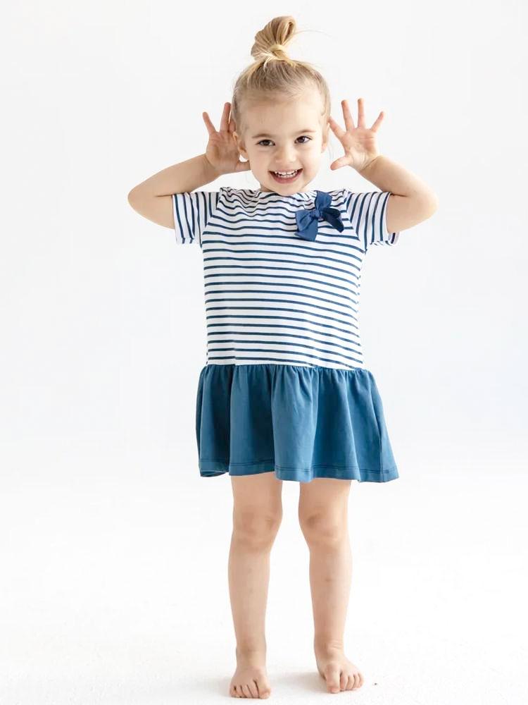 Artie - Blue and White striped Sailor Baby and Girls Dress - Stylemykid.com