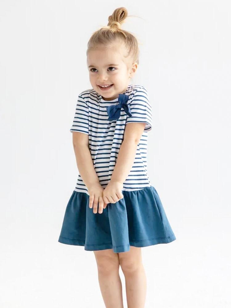 Artie - Blue and White striped Sailor Baby and Girls Dress - Stylemykid.com