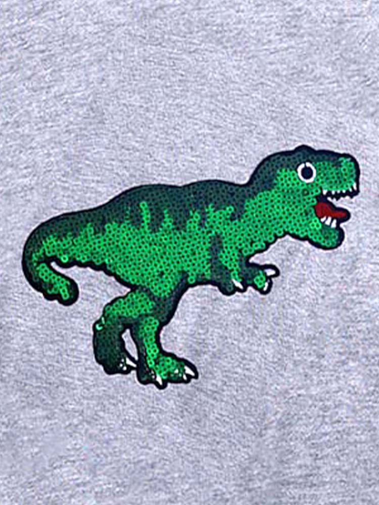Kids Sequin Dinosaur Grey T-Shirt - Stylemykid.com