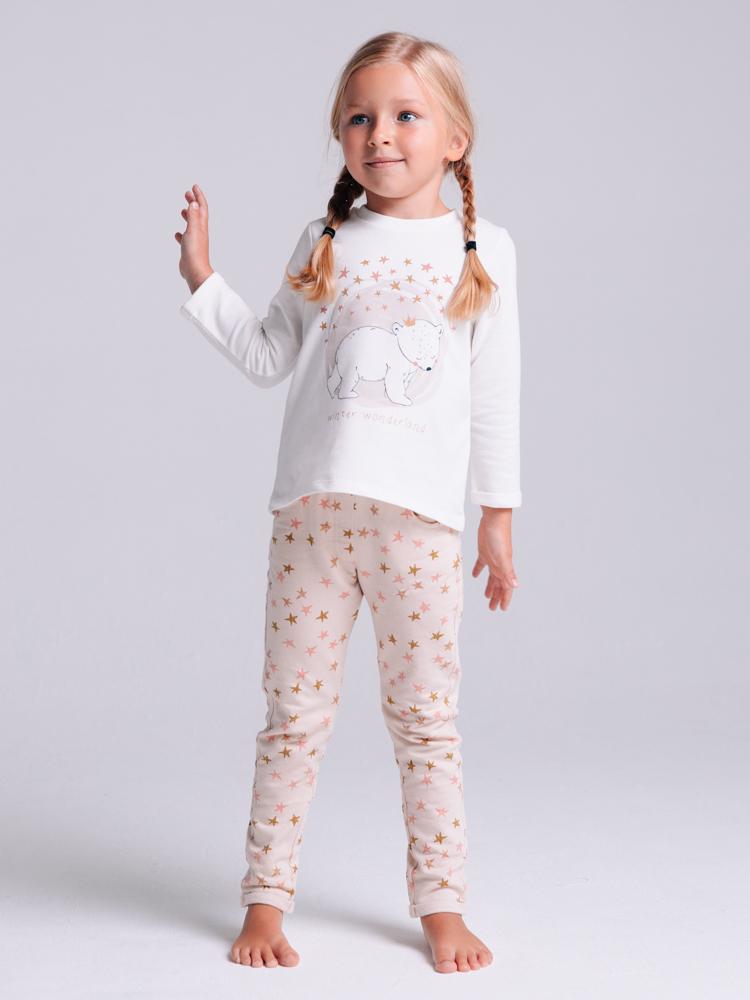 Artie - Princess Bear Starry Pale Pink Girls French Terry Leggings 12M to 4Y - Stylemykid.com