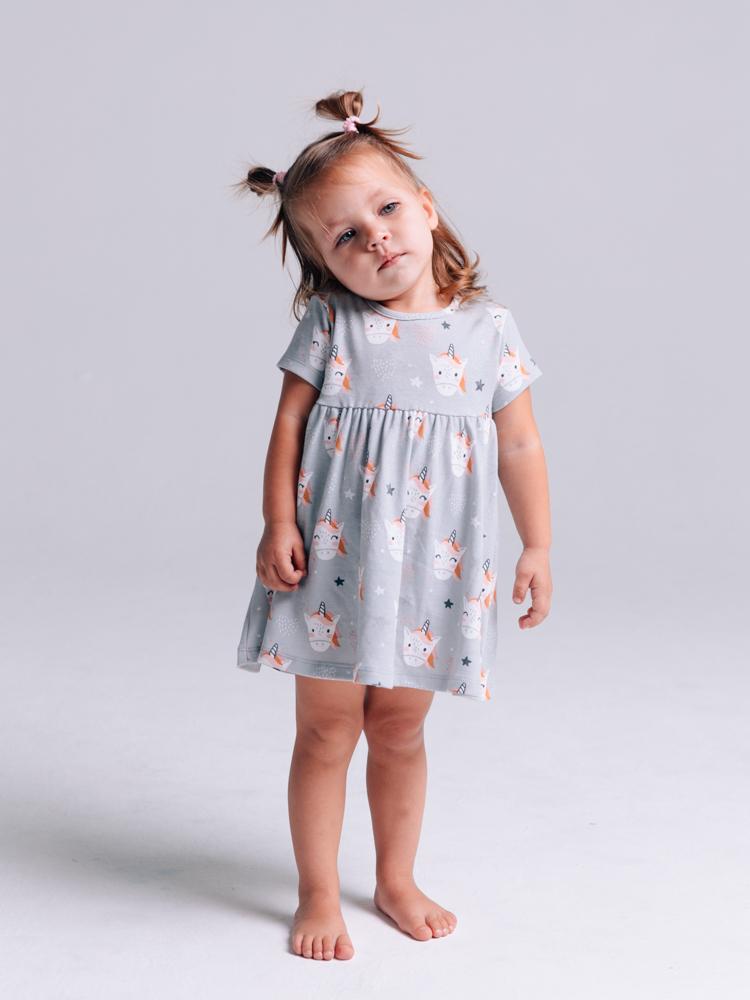 Artie - Happy Unicorn Cotton Baby and Girls Dress - Stylemykid.com