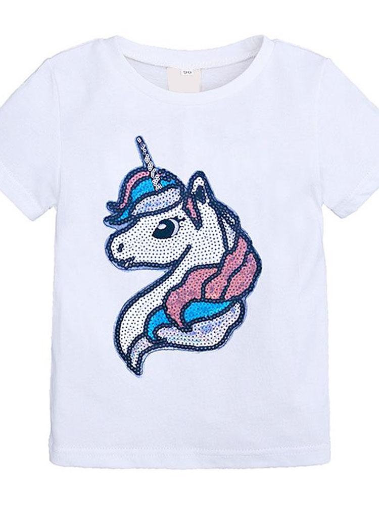 Girls Sequin Unicorn White T-Shirt - 12months to 5 years - Stylemykid.com