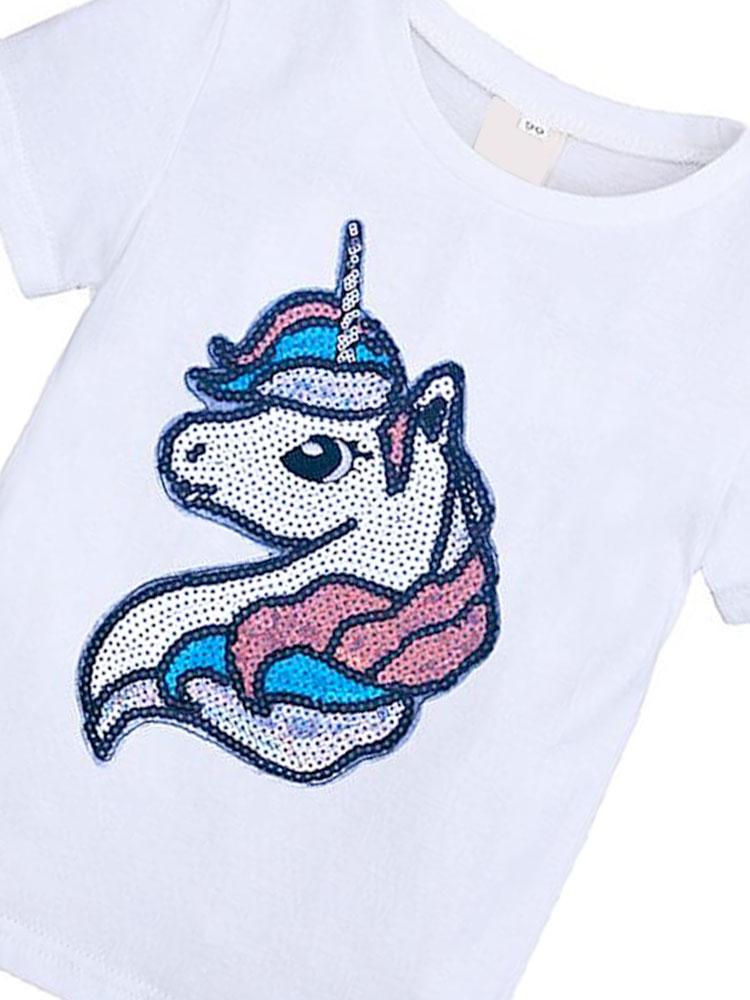 Girls Sequin Unicorn White T-Shirt - 12months to 5 years - Stylemykid.com