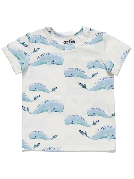 Artie - Whale Patterned Baby and Little Kids T Shirt - Stylemykid.com