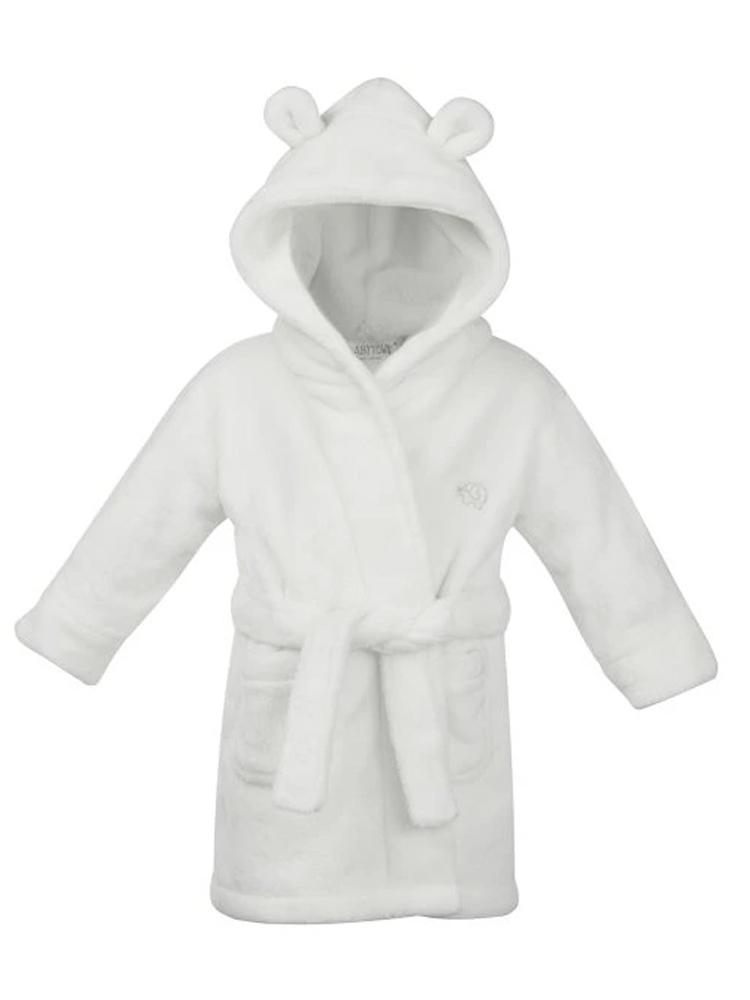 White Teddy Bear Ears Childrens Hooded Dressing Gown 12 to 24 Months - Stylemykid.com