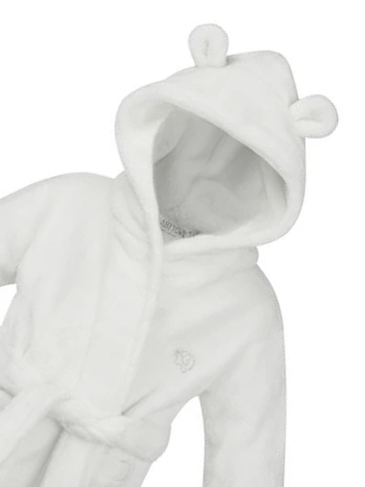 White Teddy Bear Ears Childrens Hooded Dressing Gown 12 to 24 Months - Stylemykid.com