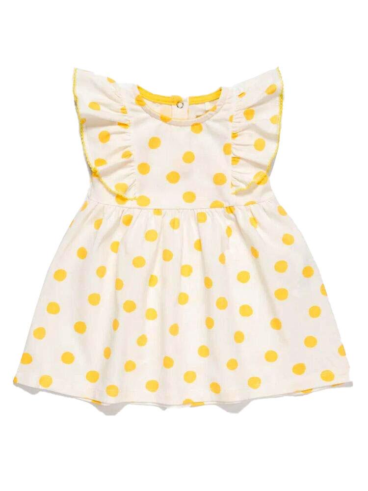 Artie - Yellow and White Polka Dot Baby and Girl Frill Dress - Stylemykid.com