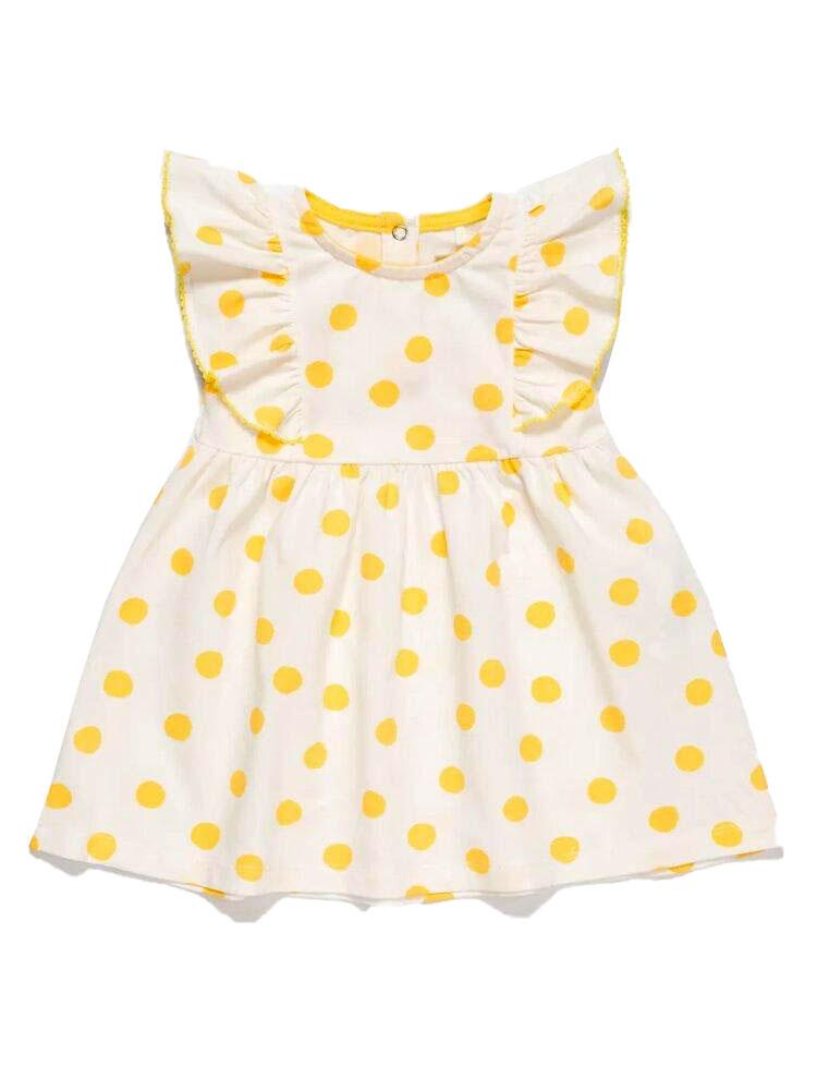 Artie - Yellow and White Polka Dot Baby and Girl Frill Dress - Stylemykid.com
