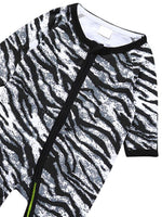 Zebra Print - Black and White Baby Zip Sleepsuit with Turnover Hand & Feet Cuffs - Stylemykid.com